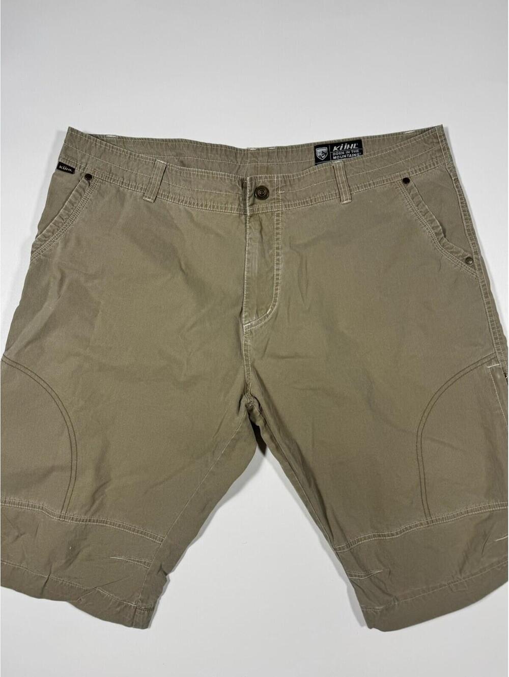 Kuhl Cargo Shorts Mens 42 Khaki Hiking Outdoor Cotton Nylon Blend